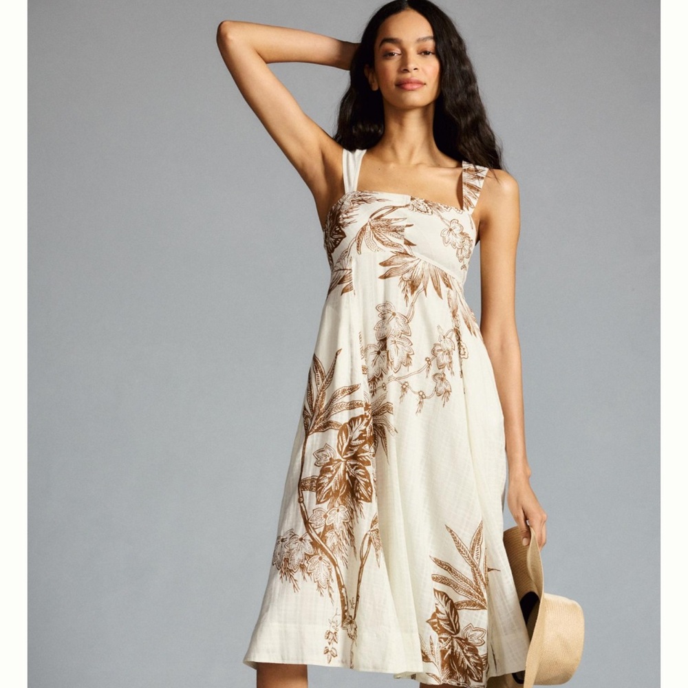 NWT Pilcro Square-Neck Babydoll Midi Dress